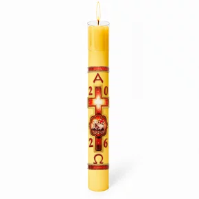 Círio Pascal Relevo Cordeiro Sete Selos 2026 - 75 X 7 cm Amarelo