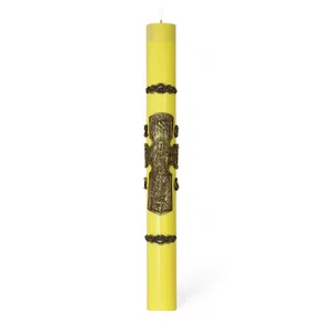 Círio Pascal Relevo Cristo Pantocrator Bronze 2026 - 90 X 9 cm Amarelo