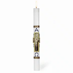 Círio Pascal Relevo Cristo Ressuscitado 2026 - 90 X 7 cm Branco