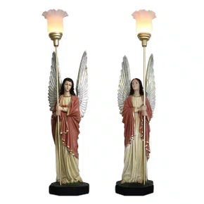 Conjunto de Anjos Adoradores Rose e Areia de Resina Nacional - 1,04 mt