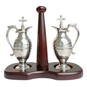 Conjunto de Galheteiro Liturgica Suporte Madeira 18 Cm X 20 Cm