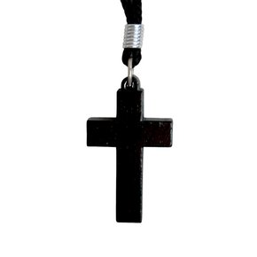 Cordão Cruz Madeira Preto