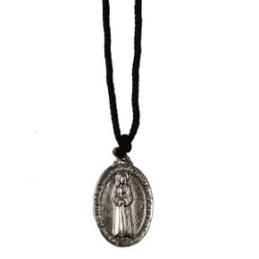 Cordão Medalha de Nossa Senhora das Lágrimas e Jesus Manietado Níquel P