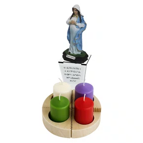 Coroa do Advento Vela e Imagem de Nossa Senhora Grávida - 12 cm