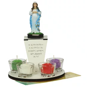 Coroa do Advento Vela e Imagem de Nossa Senhora Grávida