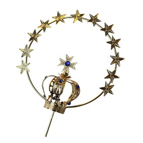 Coroa Dourada 5 Petalas 11 Pedras com Resplendor para Nossa Senhora 1,4cm x 6,5cm