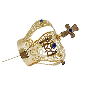 Coroa Dourada 6 Petalas 7 Pedras  5,5cm x 12cm