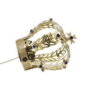 Coroa Dourada para Nossa Senhora 7 Petalas 15 Pedras 6,5cm x 12,5cm