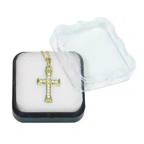 Corrente Banhada Dourada Cruz Strass