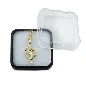 Corrente Banhada Dourada Medalha Terço de Nossa Senhora de Fátima