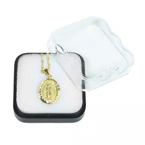 Corrente Banhada Dourada Medalha Oval de Nossa Senhora das Graças