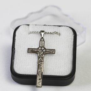 Corrente Crucifixo Trabalho Grande - Inox