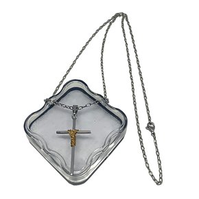 Corrente Com Pingente Cruz Fina Em Inox com Manto Corrente Dourado