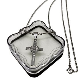 Corrente Com Pingente Cruz Raiada Com Cristo - Inox