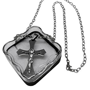 Corrente Com Pingente Cruz Pontiaguda e Cristo Sobreposto - Inox