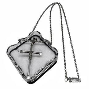 Corrente Com Pingente Cruz Fina Ponta Batida Com Manto Corrente - Inox