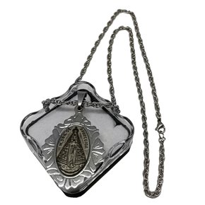 Corrente Inox Relevo Fosco Nossa Senhora Aparecida 4mm