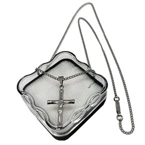 Corrente Com Pingente Cruz Com Cristo Sobreposto - Inox