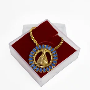 Corrente Nossa Senhora Aparecida Luxo Dourada