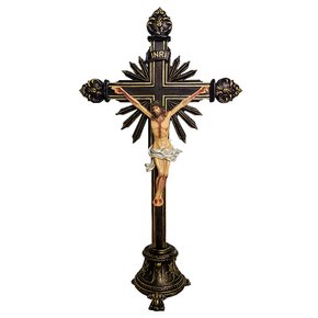 Crucifixo de Mesa Escuro de Resina Nacional - 58 cm