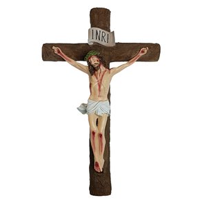 Crucifixo de Parede de Resina Nacional - 58 cm x 34 cm