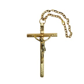 Crucifixo Dourado Metal Corrente - 10 cm
