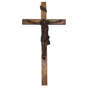 Crucifixo de Parede em Madeira Marrom - 49 cm x 26 cm