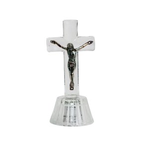 Crucifixo Redondo de Vidro - 9 Cm