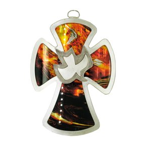 Cruz Metal Prata Acrílico 20 cm