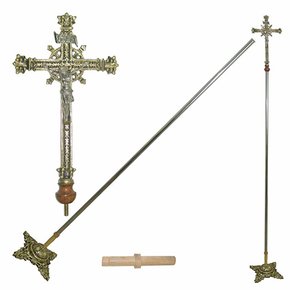 Cruz Processional Dourada 200cm X 34cm