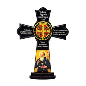 Cruz de Mesa Sao Bento em Mdf Resinada 10 Cm