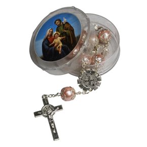 Dezena Carro São Bento Prata Conta Rosa 10 mm