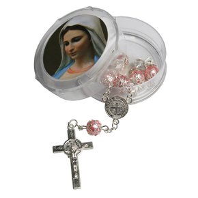 Dezena Carro São Bento Prata Conta Rosa 8 mm