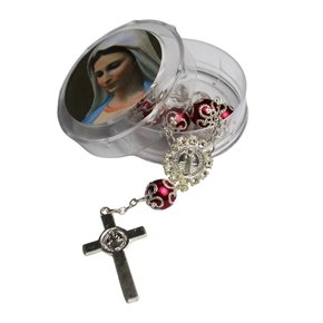 Dezena Carro São Bento Prata Conta Vermelho 10 mm