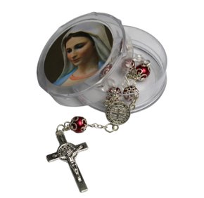 Dezena Carro São Bento Prata Conta Vermelho 8 mm