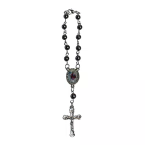 Dezena de Carro Hematita de Nossa Senhora Aparecida e São Cristóvão 6 mm