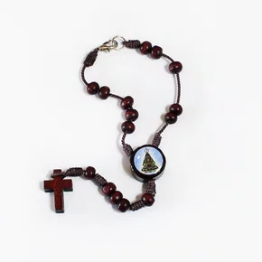 Dezena de Carro Madeira Vermelha de Nossa Senhora Aparecida e São Cristóvão - 6 mm