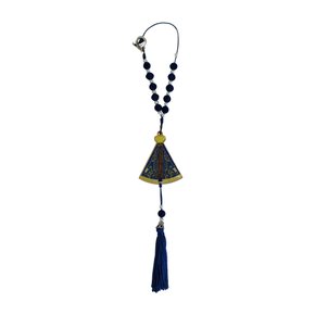 Dezena de Carro Nossa Senhora Aparecida em MDF com Pompom Azul 10 mm