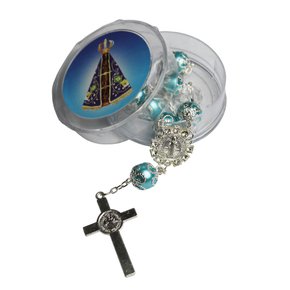 Dezena de Carro São Bento Prata Conta Azul 10 mm