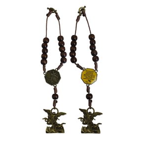 Dezena de Carro São Miguel e São Cristóvão Madeira Marrom - 10 mm