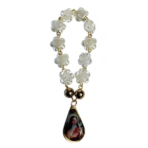 Dezena Santa Teresinha Medalha Gota Conta Flor Branca