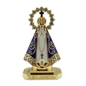 Enfeite de Nossa Senhora Aparecida Branca em Metal de Carro Autocolante - 5 cm  