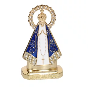 Enfeite de Nossa Senhora Aparecida Branco em Metal de Carro Autocolante - 5,5 cm