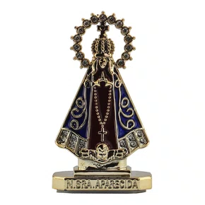 Enfeite de Nossa Senhora Aparecida Carro Plástico Marrom 8 cm