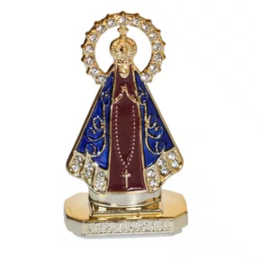 Enfeite de Nossa Senhora Aparecida Marrom em Plástico de Carro Autocolante - 5,5 cm