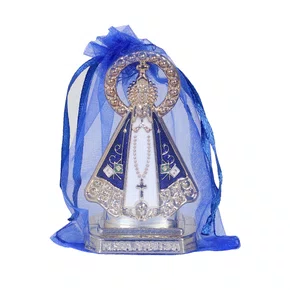 Enfeite de Nossa Senhora Aparecida Branco Plástico Autocolante - 8 cm