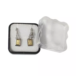 Escapulário Inox Quadrangular Foto Dourado Nossa do Carmo Infantil