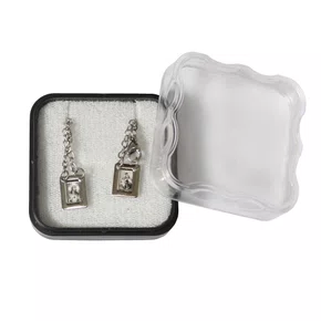 Escapulário Inox Quadrangular Foto Preto e Branco de Nossa Senhora do Carmo Infantil