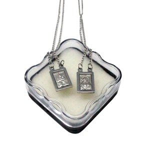 Escapulário Inox Quadrangular Relevo Fosco Nossa Senhora do Carmo 3mm