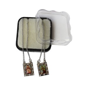 Escapulário Inox Strass Relevo Nossa Senhora do Carmo